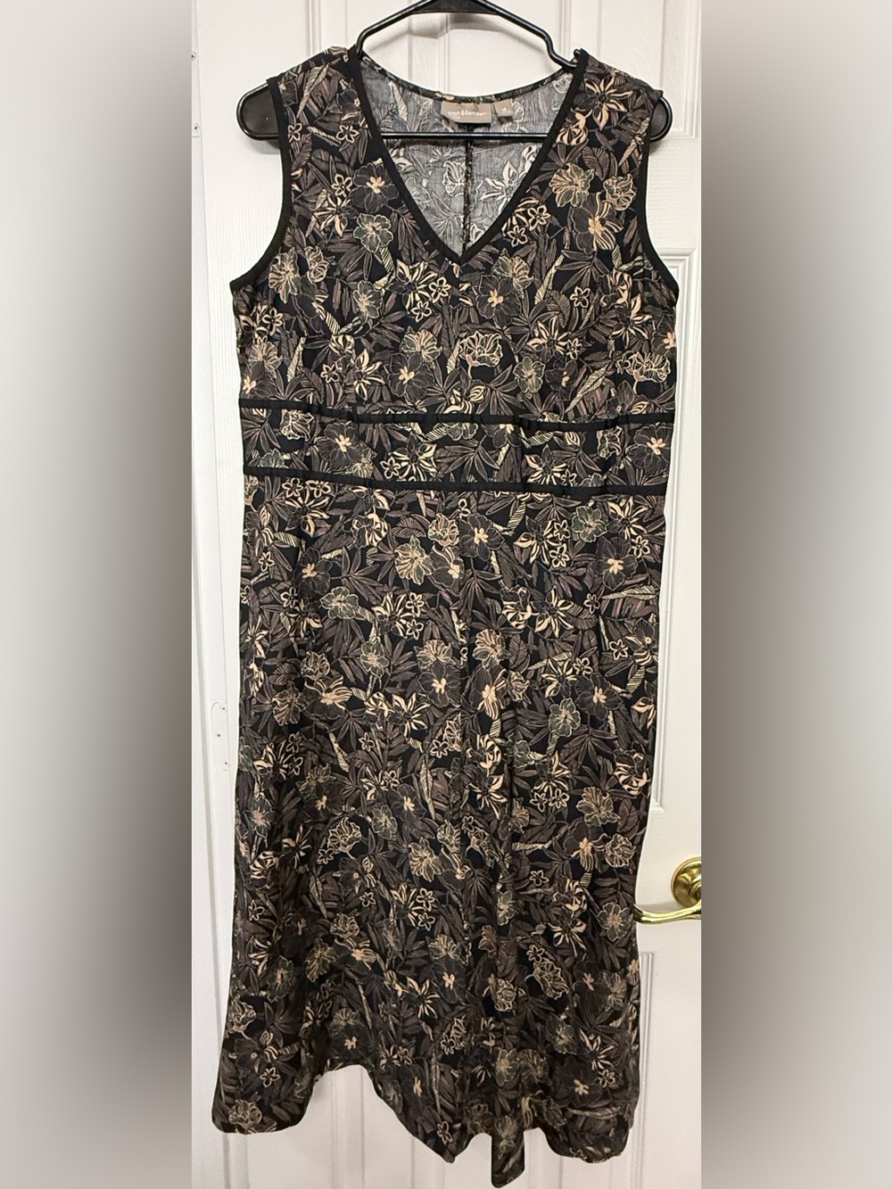 croft & barrow Black Floral Print Sleeveless Dress Sz 16 (SKU0088)